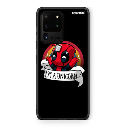 Samsung S20 Ultra Unicorn Deadpool θήκη από τη Smartfits με σχέδιο στο πίσω μέρος και μαύρο περίβλημα | Smartphone case with colorful back and black bezels by Smartfits