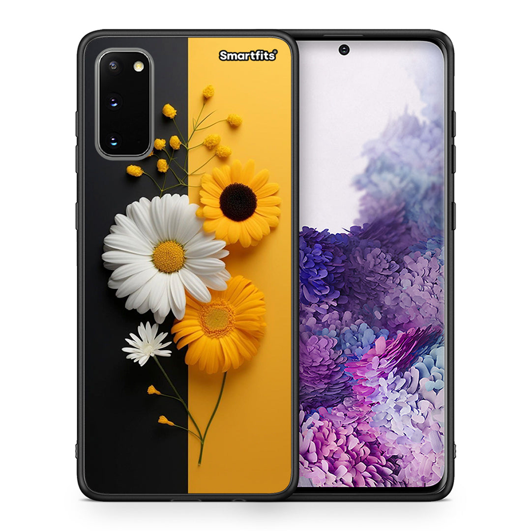 Θήκη Samsung S20 Yellow Daisies από τη Smartfits με σχέδιο στο πίσω μέρος και μαύρο περίβλημα | Samsung S20 Yellow Daisies case with colorful back and black bezels