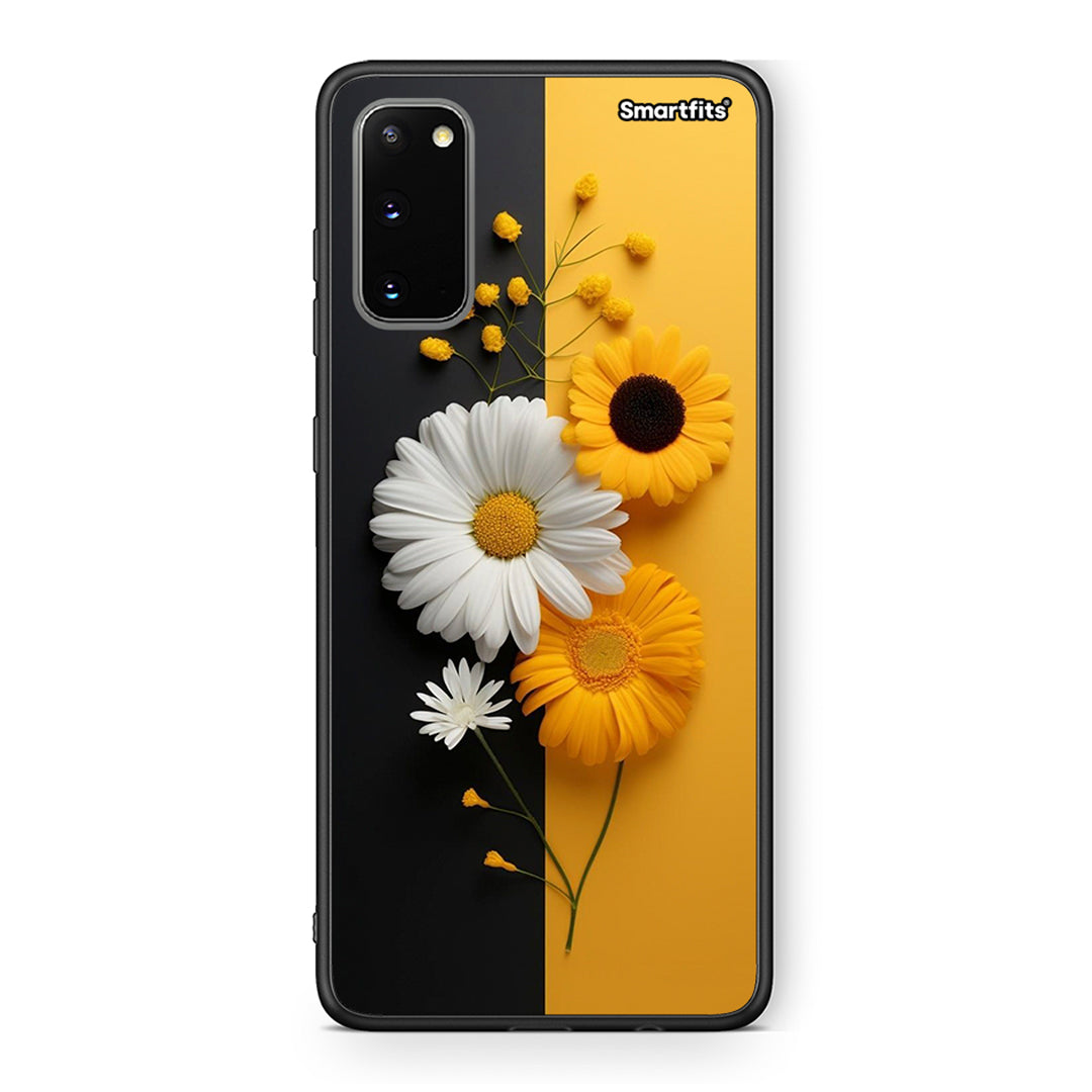 Samsung S20 Yellow Daisies θήκη από τη Smartfits με σχέδιο στο πίσω μέρος και μαύρο περίβλημα | Smartphone case with colorful back and black bezels by Smartfits