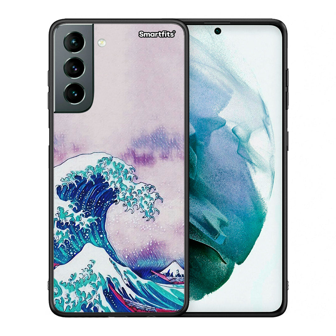 Θήκη Samsung S21 Blue Waves από τη Smartfits με σχέδιο στο πίσω μέρος και μαύρο περίβλημα | Samsung S21 Blue Waves case with colorful back and black bezels