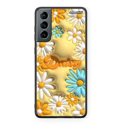 Samsung S21 Bubble Daisies θήκη από τη Smartfits με σχέδιο στο πίσω μέρος και μαύρο περίβλημα | Smartphone case with colorful back and black bezels by Smartfits