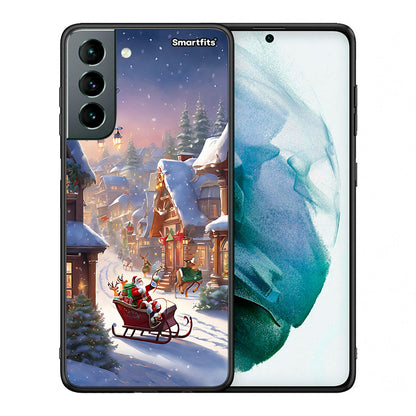 Θήκη Samsung S21 Christmas Snow από τη Smartfits με σχέδιο στο πίσω μέρος και μαύρο περίβλημα | Samsung S21 Christmas Snow case with colorful back and black bezels