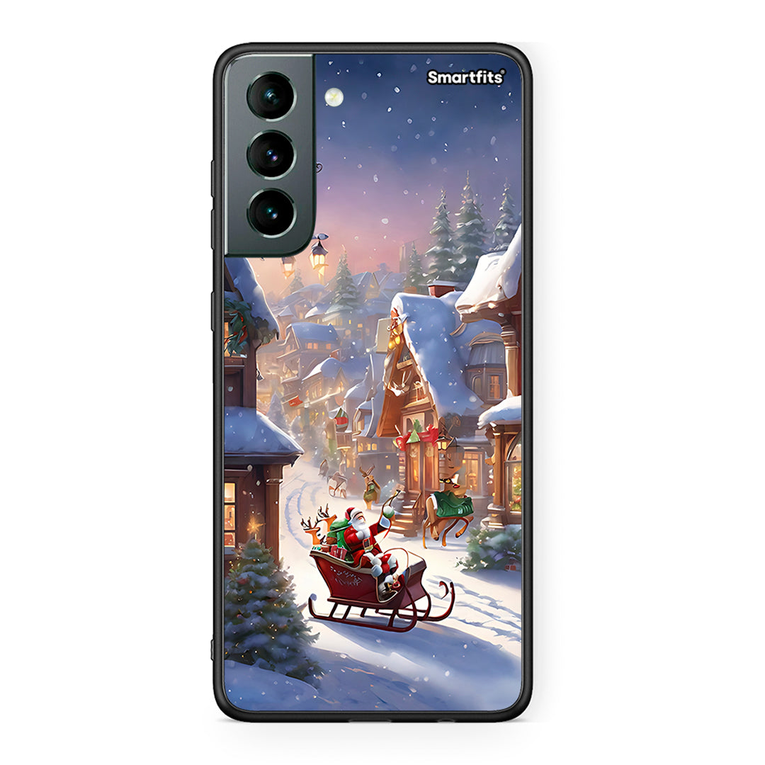 Samsung S21 Christmas Snow θήκη από τη Smartfits με σχέδιο στο πίσω μέρος και μαύρο περίβλημα | Smartphone case with colorful back and black bezels by Smartfits