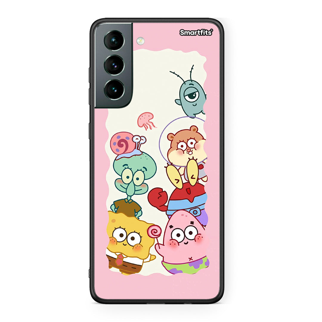 Samsung S21 Cute Companion θήκη από τη Smartfits με σχέδιο στο πίσω μέρος και μαύρο περίβλημα | Smartphone case with colorful back and black bezels by Smartfits