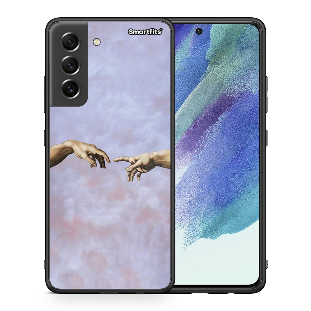 Θήκη Samsung S21 FE Adam Hand από τη Smartfits με σχέδιο στο πίσω μέρος και μαύρο περίβλημα | Samsung S21 FE Adam Hand case with colorful back and black bezels