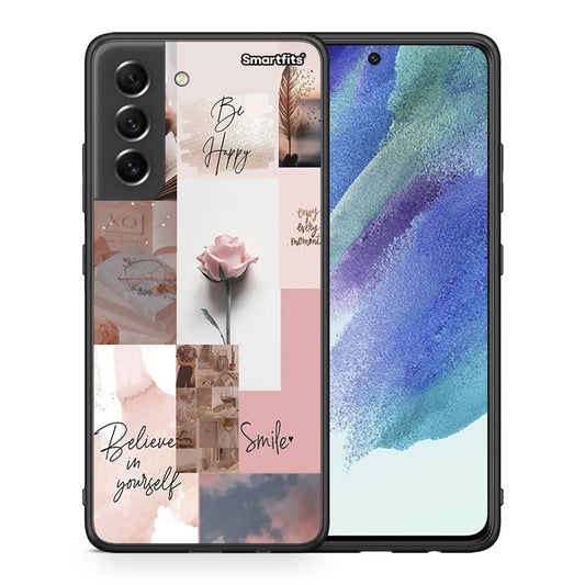 Θήκη Samsung S21 FE Aesthetic Collage από τη Smartfits με σχέδιο στο πίσω μέρος και μαύρο περίβλημα | Samsung S21 FE Aesthetic Collage case with colorful back and black bezels