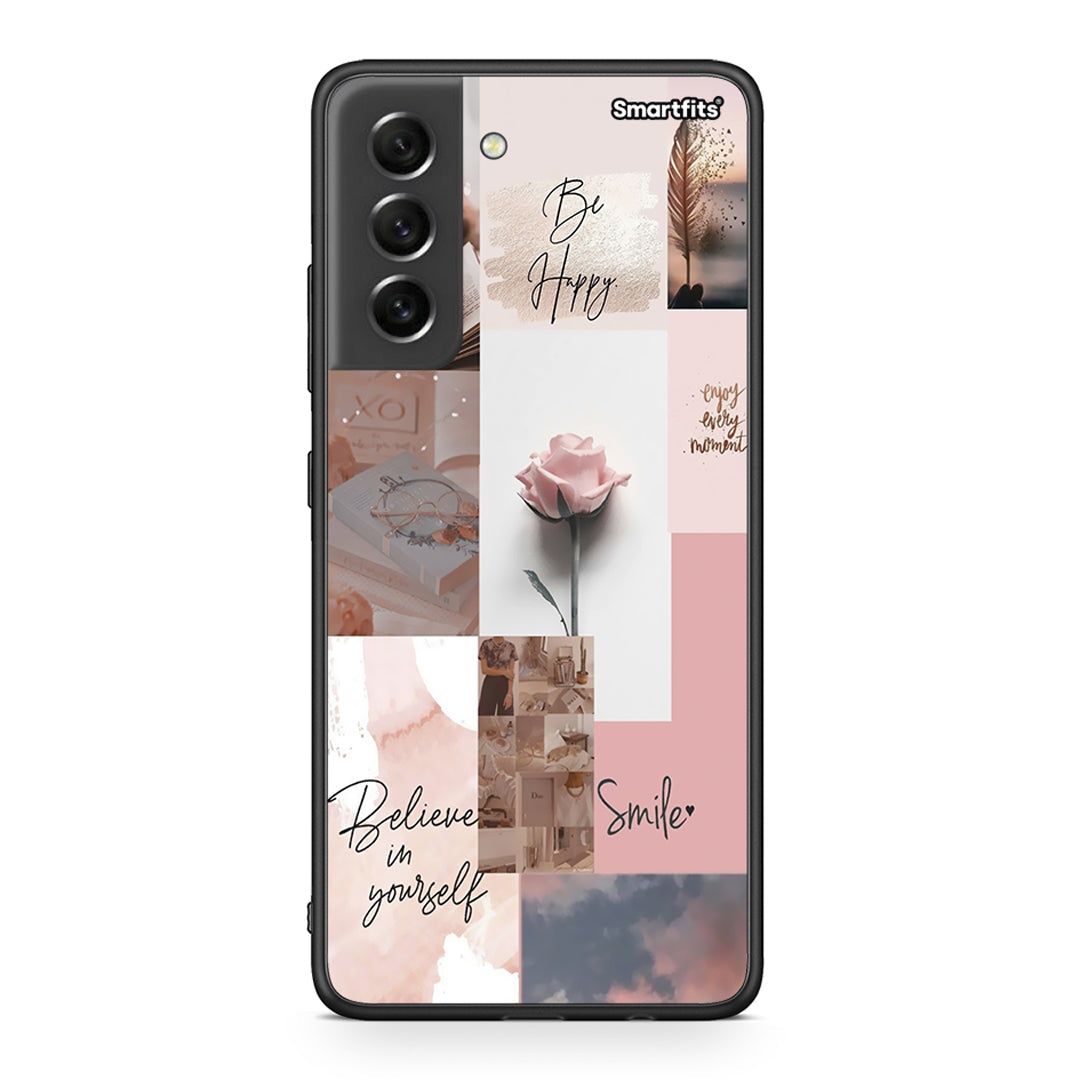 Samsung S21 FE Aesthetic Collage θήκη από τη Smartfits με σχέδιο στο πίσω μέρος και μαύρο περίβλημα | Smartphone case with colorful back and black bezels by Smartfits