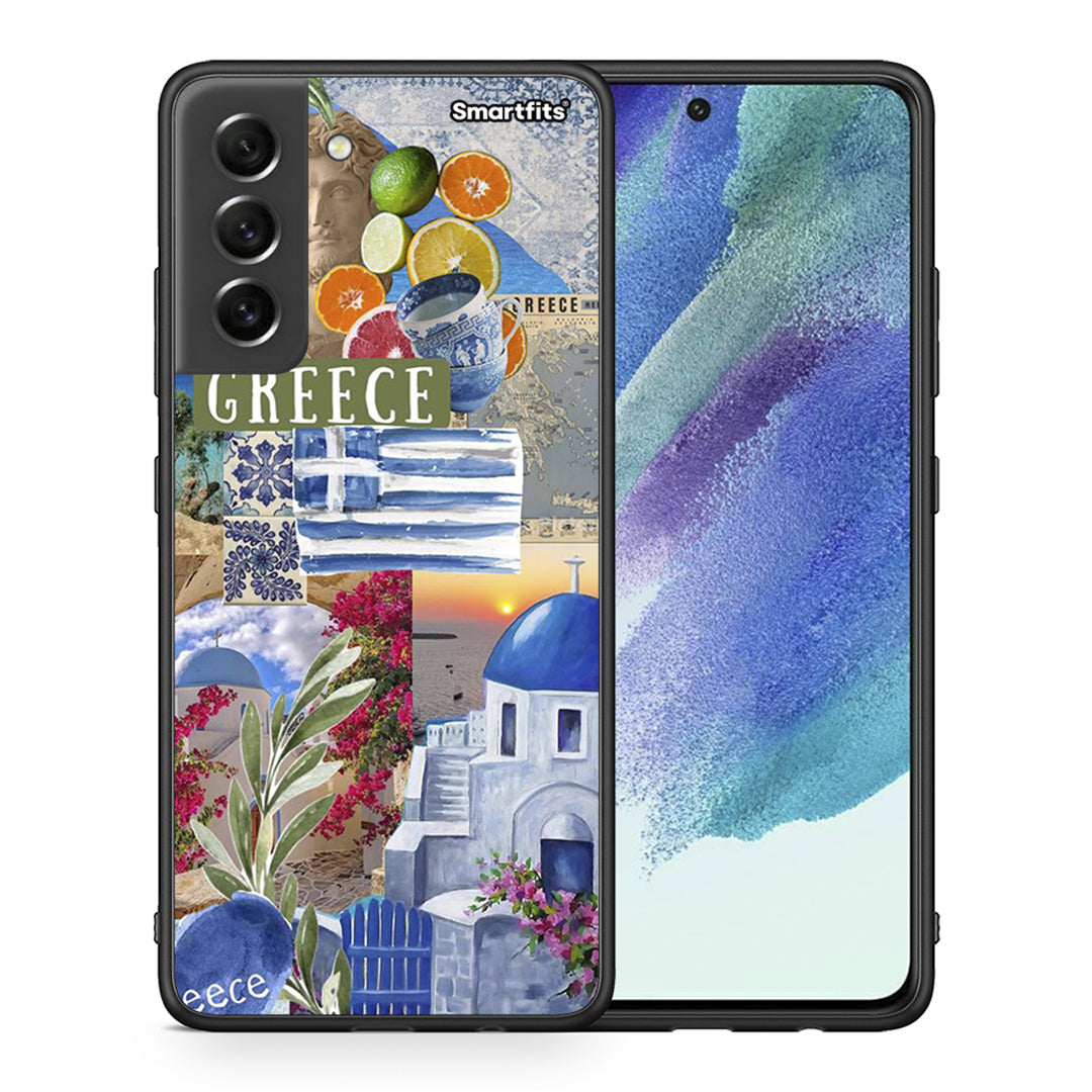 Θήκη Samsung S21 FE All Greek από τη Smartfits με σχέδιο στο πίσω μέρος και μαύρο περίβλημα | Samsung S21 FE All Greek case with colorful back and black bezels