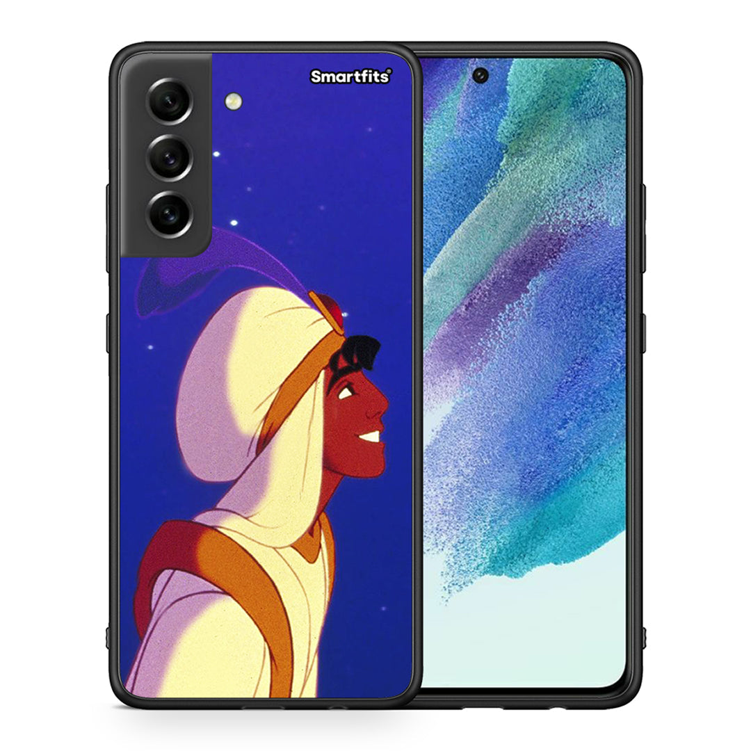 Θήκη Samsung S21 FE Alladin And Jasmine Love 1 από τη Smartfits με σχέδιο στο πίσω μέρος και μαύρο περίβλημα | Samsung S21 FE Alladin And Jasmine Love 1 case with colorful back and black bezels