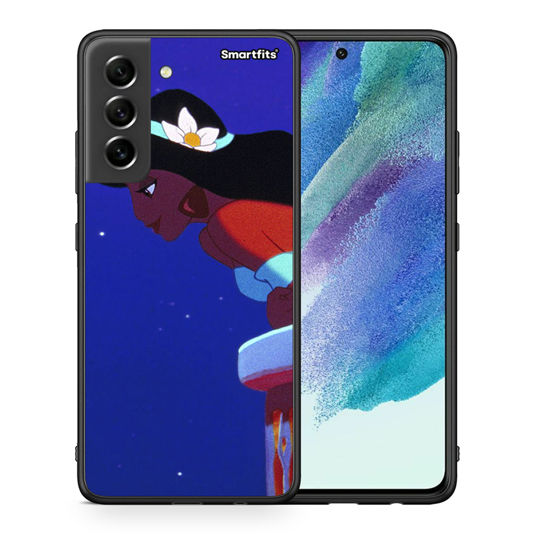 Θήκη Samsung S21 FE Alladin And Jasmine Love 2 από τη Smartfits με σχέδιο στο πίσω μέρος και μαύρο περίβλημα | Samsung S21 FE Alladin And Jasmine Love 2 case with colorful back and black bezels