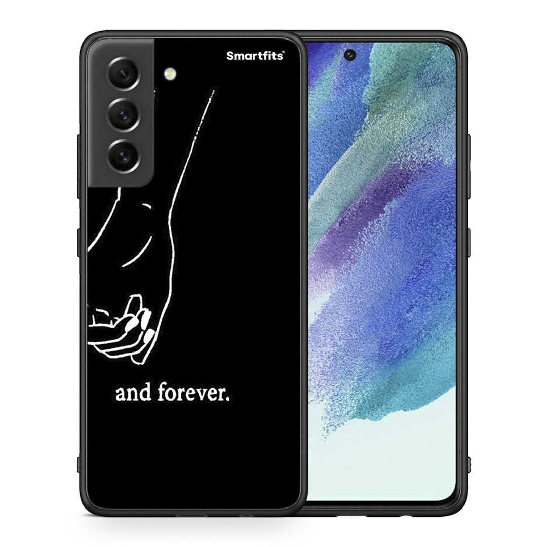 Θήκη Αγίου Βαλεντίνου Samsung S21 FE Always & Forever 2 από τη Smartfits με σχέδιο στο πίσω μέρος και μαύρο περίβλημα | Samsung S21 FE Always & Forever 2 case with colorful back and black bezels
