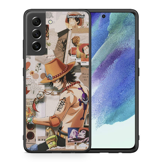 Θήκη Samsung S21 FE Anime Collage από τη Smartfits με σχέδιο στο πίσω μέρος και μαύρο περίβλημα | Samsung S21 FE Anime Collage case with colorful back and black bezels