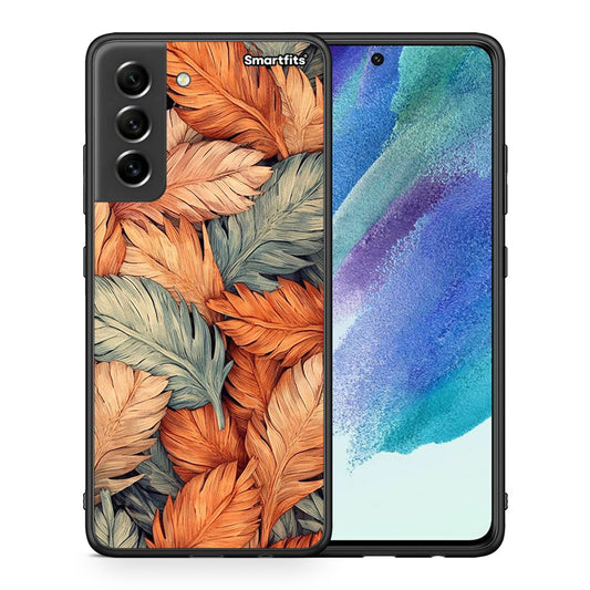 Θήκη Samsung S21 FE Autumn Leaves από τη Smartfits με σχέδιο στο πίσω μέρος και μαύρο περίβλημα | Samsung S21 FE Autumn Leaves case with colorful back and black bezels
