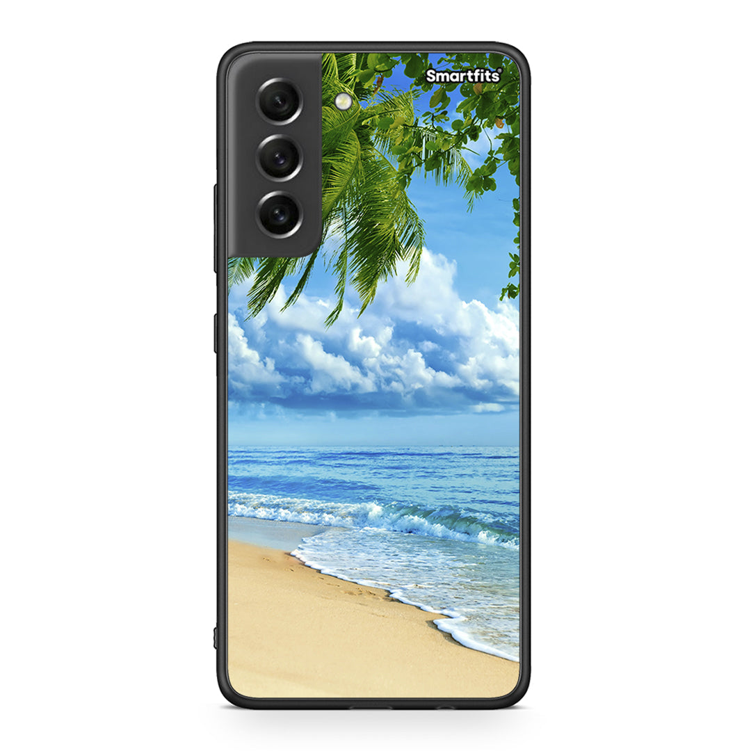 Samsung S21 FE Beautiful Beach θήκη από τη Smartfits με σχέδιο στο πίσω μέρος και μαύρο περίβλημα | Smartphone case with colorful back and black bezels by Smartfits