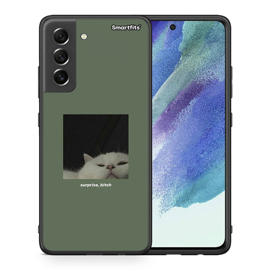 Θήκη Samsung S21 FE Bitch Surprise από τη Smartfits με σχέδιο στο πίσω μέρος και μαύρο περίβλημα | Samsung S21 FE Bitch Surprise case with colorful back and black bezels