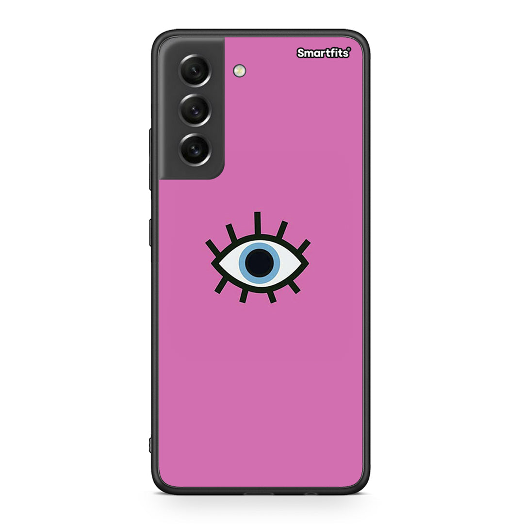 Samsung S21 FE Blue Eye Pink θήκη από τη Smartfits με σχέδιο στο πίσω μέρος και μαύρο περίβλημα | Smartphone case with colorful back and black bezels by Smartfits