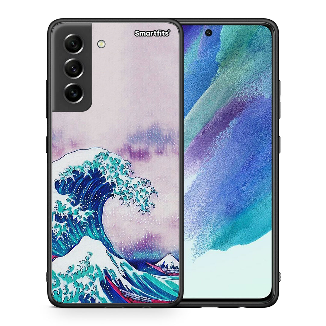 Θήκη Samsung S21 FE Blue Waves από τη Smartfits με σχέδιο στο πίσω μέρος και μαύρο περίβλημα | Samsung S21 FE Blue Waves case with colorful back and black bezels