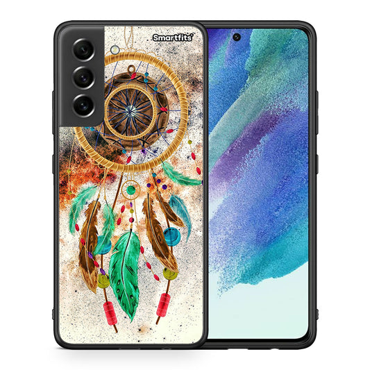 Θήκη Samsung S21 FE DreamCatcher Boho από τη Smartfits με σχέδιο στο πίσω μέρος και μαύρο περίβλημα | Samsung S21 FE DreamCatcher Boho case with colorful back and black bezels