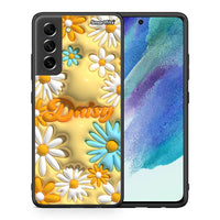 Thumbnail for Θήκη Samsung S21 FE Bubble Daisies από τη Smartfits με σχέδιο στο πίσω μέρος και μαύρο περίβλημα | Samsung S21 FE Bubble Daisies case with colorful back and black bezels