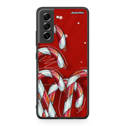 Samsung S21 FE Candy Cane θήκη από τη Smartfits με σχέδιο στο πίσω μέρος και μαύρο περίβλημα | Smartphone case with colorful back and black bezels by Smartfits