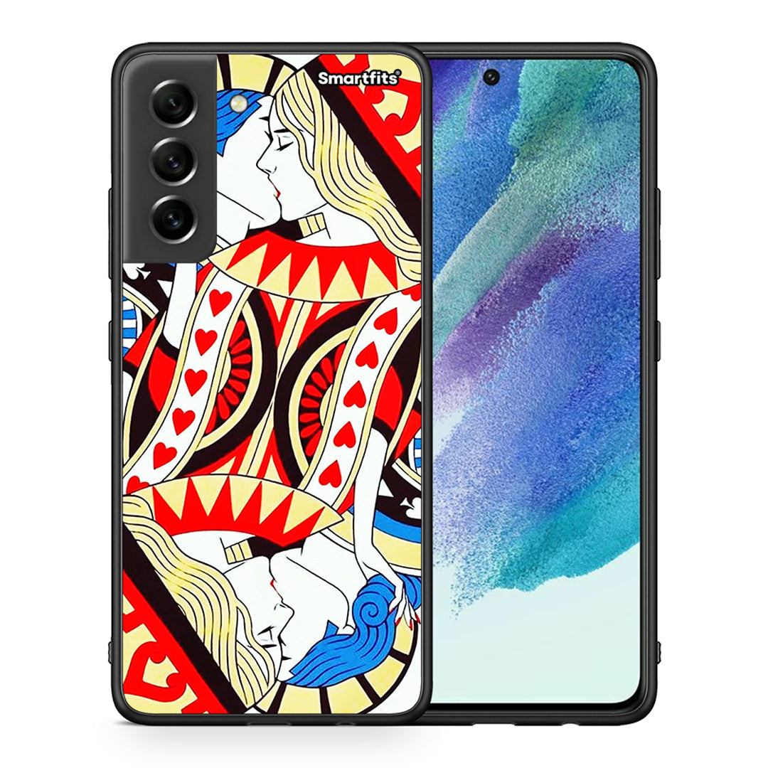 Θήκη Samsung S21 FE Card Love από τη Smartfits με σχέδιο στο πίσω μέρος και μαύρο περίβλημα | Samsung S21 FE Card Love case with colorful back and black bezels