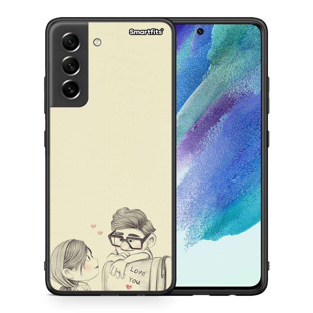 Θήκη Samsung S21 FE Carl And Ellie από τη Smartfits με σχέδιο στο πίσω μέρος και μαύρο περίβλημα | Samsung S21 FE Carl And Ellie case with colorful back and black bezels