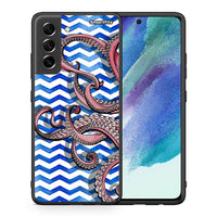 Thumbnail for Θήκη Samsung S21 FE Chevron Devilfish από τη Smartfits με σχέδιο στο πίσω μέρος και μαύρο περίβλημα | Samsung S21 FE Chevron Devilfish case with colorful back and black bezels