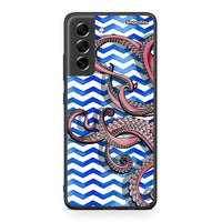 Thumbnail for Samsung S21 FE Chevron Devilfish θήκη από τη Smartfits με σχέδιο στο πίσω μέρος και μαύρο περίβλημα | Smartphone case with colorful back and black bezels by Smartfits