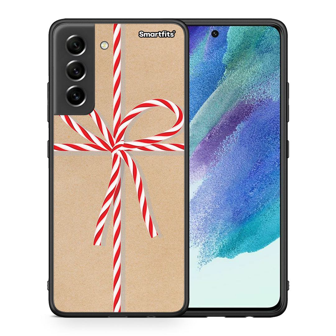 Θήκη Samsung S21 FE Christmas Gift από τη Smartfits με σχέδιο στο πίσω μέρος και μαύρο περίβλημα | Samsung S21 FE Christmas Gift case with colorful back and black bezels