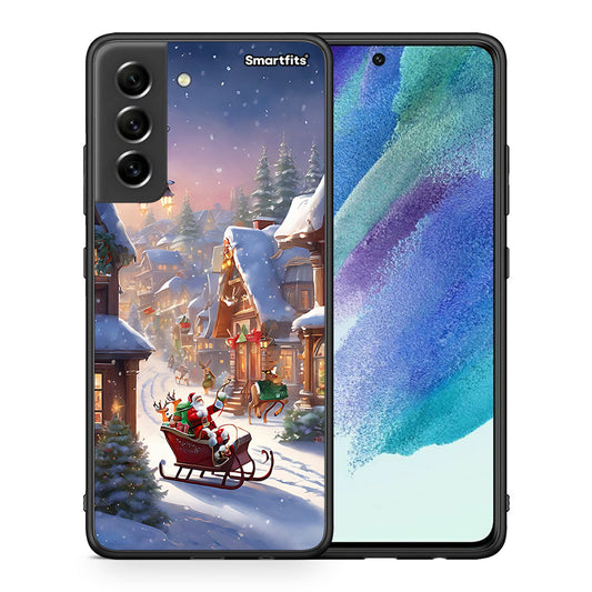 Θήκη Samsung S21 FE Christmas Snow από τη Smartfits με σχέδιο στο πίσω μέρος και μαύρο περίβλημα | Samsung S21 FE Christmas Snow case with colorful back and black bezels