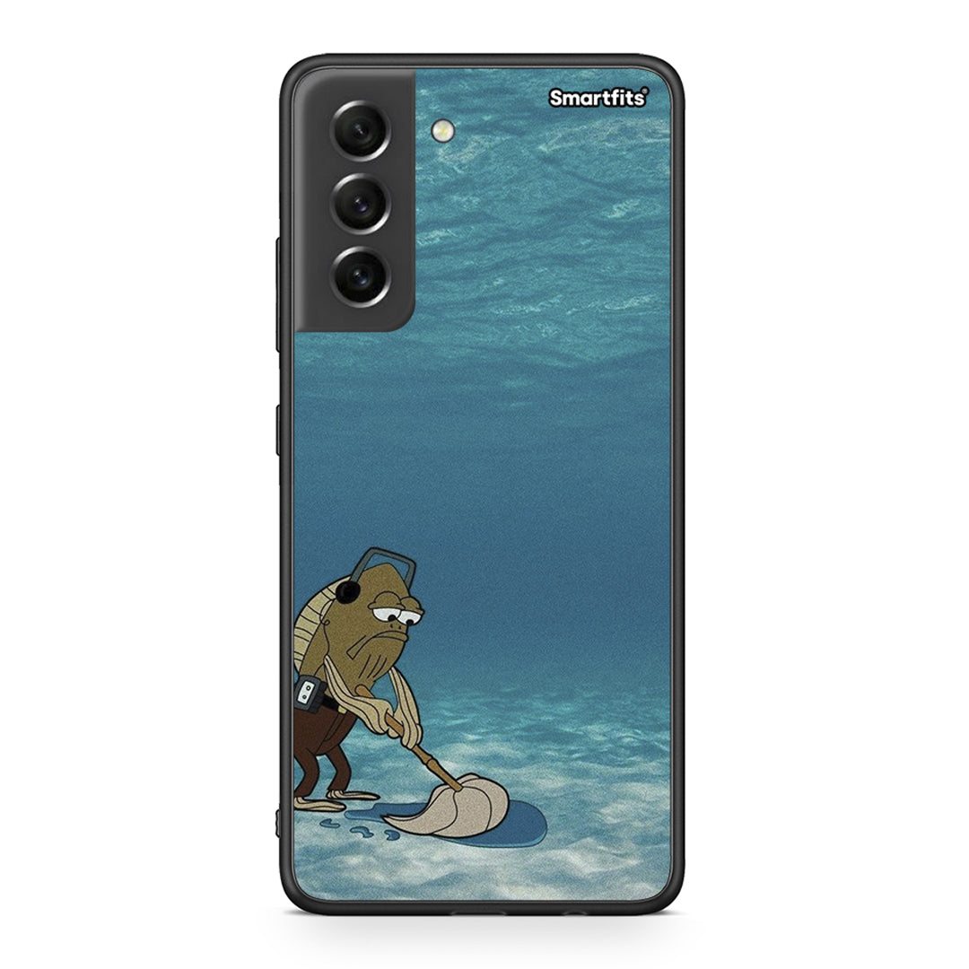Samsung S21 FE Clean The Ocean Θήκη από τη Smartfits με σχέδιο στο πίσω μέρος και μαύρο περίβλημα | Smartphone case with colorful back and black bezels by Smartfits