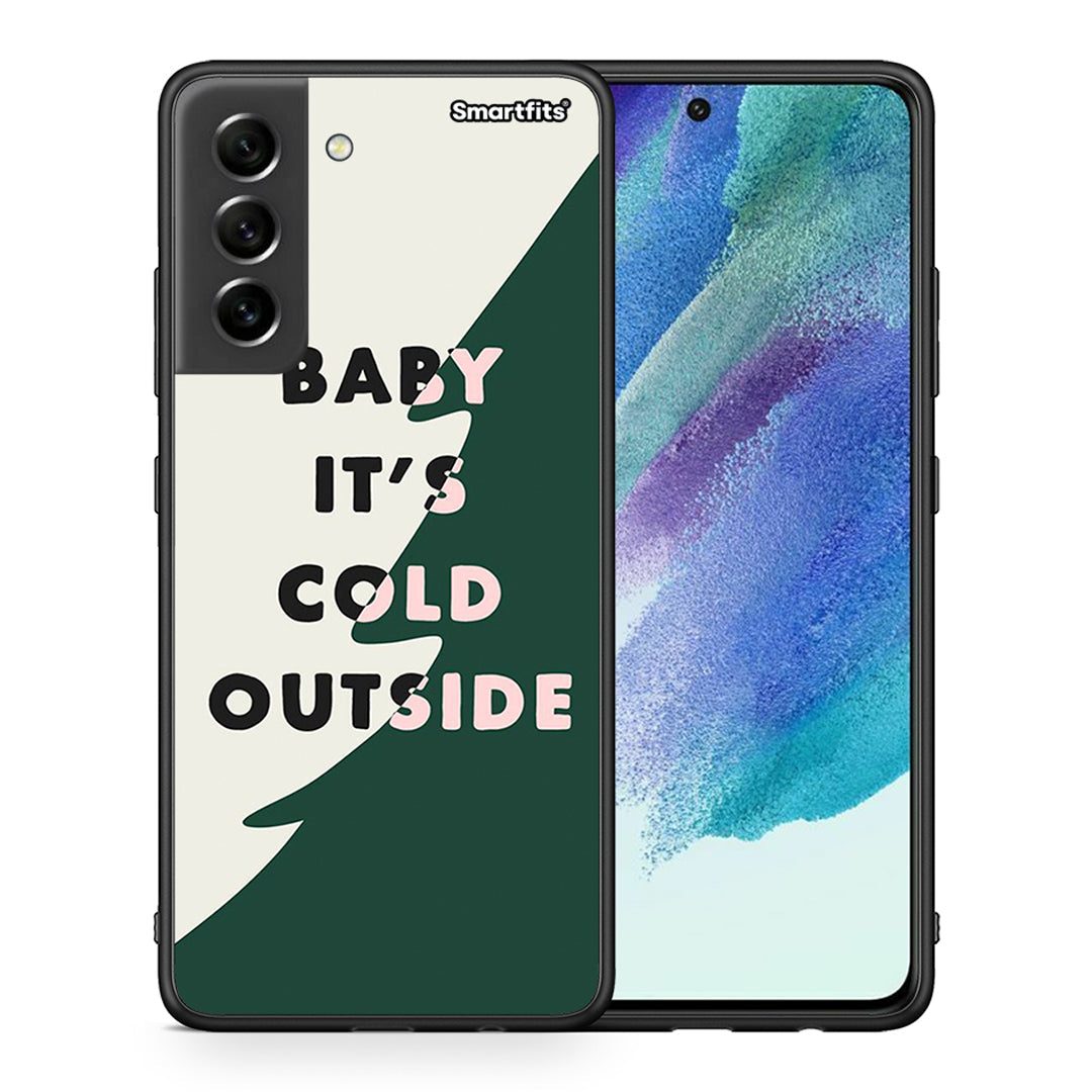Θήκη Samsung S21 FE Cold Outside από τη Smartfits με σχέδιο στο πίσω μέρος και μαύρο περίβλημα | Samsung S21 FE Cold Outside case with colorful back and black bezels
