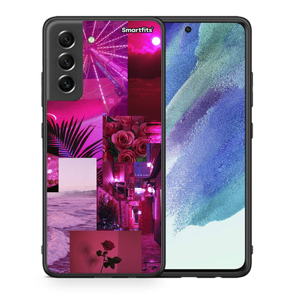 Θήκη Αγίου Βαλεντίνου Samsung S21 FE Collage Red Roses από τη Smartfits με σχέδιο στο πίσω μέρος και μαύρο περίβλημα | Samsung S21 FE Collage Red Roses case with colorful back and black bezels