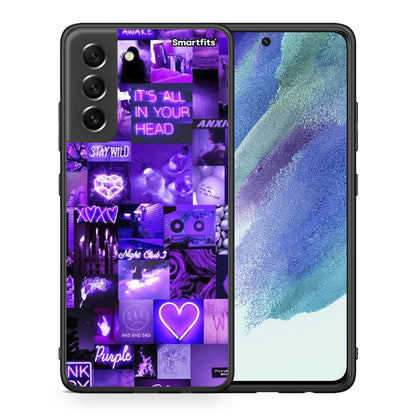 Θήκη Αγίου Βαλεντίνου Samsung S21 FE Collage Stay Wild από τη Smartfits με σχέδιο στο πίσω μέρος και μαύρο περίβλημα | Samsung S21 FE Collage Stay Wild case with colorful back and black bezels