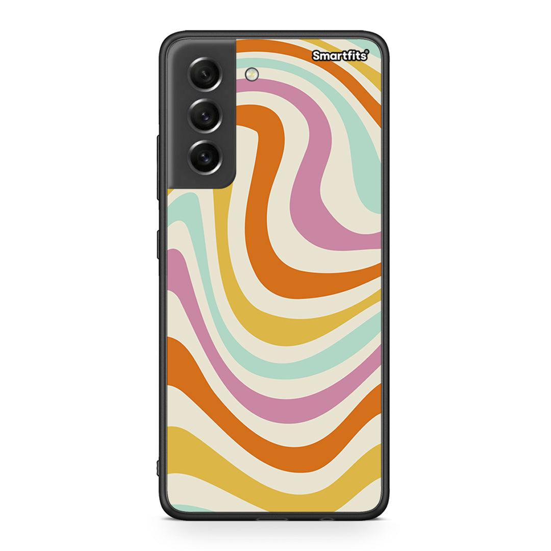 Samsung S21 FE Colourful Waves θήκη από τη Smartfits με σχέδιο στο πίσω μέρος και μαύρο περίβλημα | Smartphone case with colorful back and black bezels by Smartfits