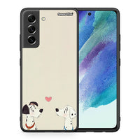 Thumbnail for Θήκη Samsung S21 FE Dalmatians Love από τη Smartfits με σχέδιο στο πίσω μέρος και μαύρο περίβλημα | Samsung S21 FE Dalmatians Love case with colorful back and black bezels