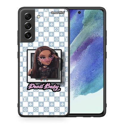 Θήκη Αγίου Βαλεντίνου Samsung S21 FE Devil Baby από τη Smartfits με σχέδιο στο πίσω μέρος και μαύρο περίβλημα | Samsung S21 FE Devil Baby case with colorful back and black bezels