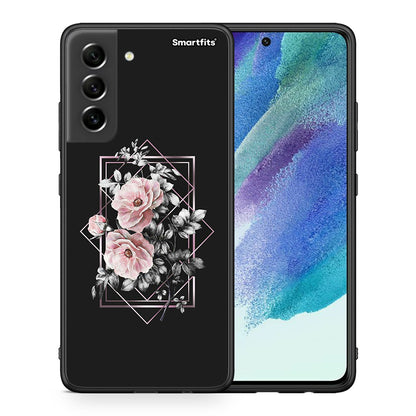Θήκη Samsung S21 FE Frame Flower από τη Smartfits με σχέδιο στο πίσω μέρος και μαύρο περίβλημα | Samsung S21 FE Frame Flower case with colorful back and black bezels
