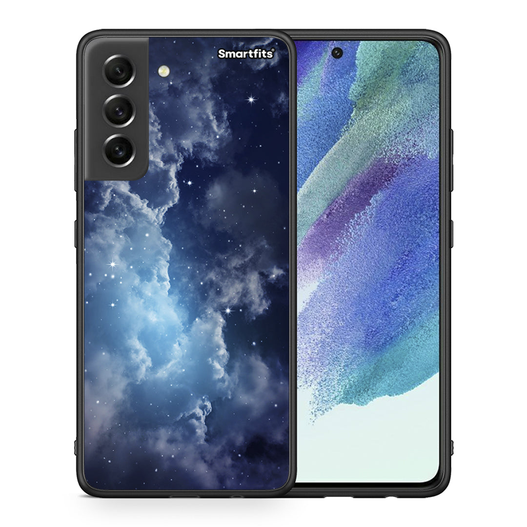 Θήκη Samsung S21 FE Blue Sky Galaxy από τη Smartfits με σχέδιο στο πίσω μέρος και μαύρο περίβλημα | Samsung S21 FE Blue Sky Galaxy case with colorful back and black bezels