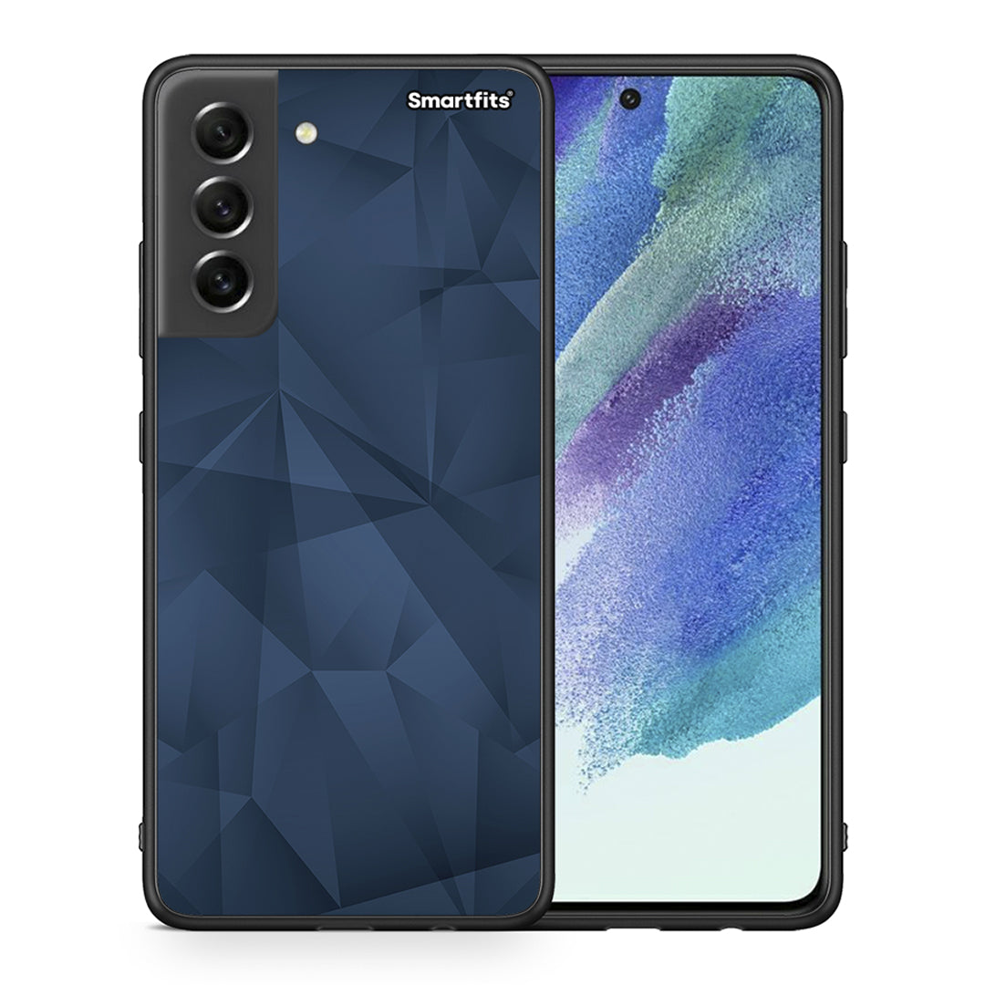 Θήκη Samsung S21 FE Blue Abstract Geometric από τη Smartfits με σχέδιο στο πίσω μέρος και μαύρο περίβλημα | Samsung S21 FE Blue Abstract Geometric case with colorful back and black bezels