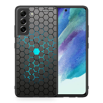 Θήκη Samsung S21 FE Hexagonal Geometric από τη Smartfits με σχέδιο στο πίσω μέρος και μαύρο περίβλημα | Samsung S21 FE Hexagonal Geometric case with colorful back and black bezels