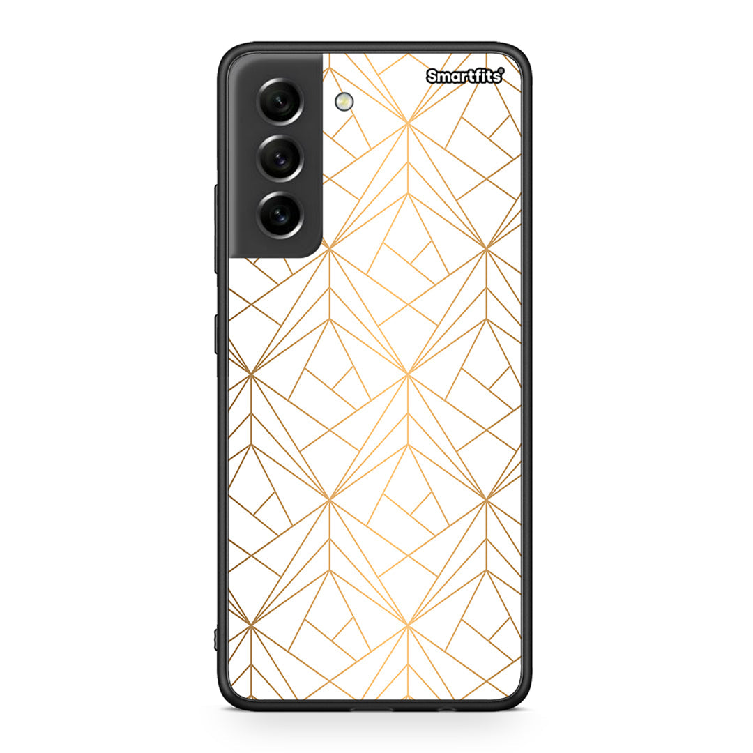 111 - Samsung S21 FE Luxury White Geometric case, cover, bumper