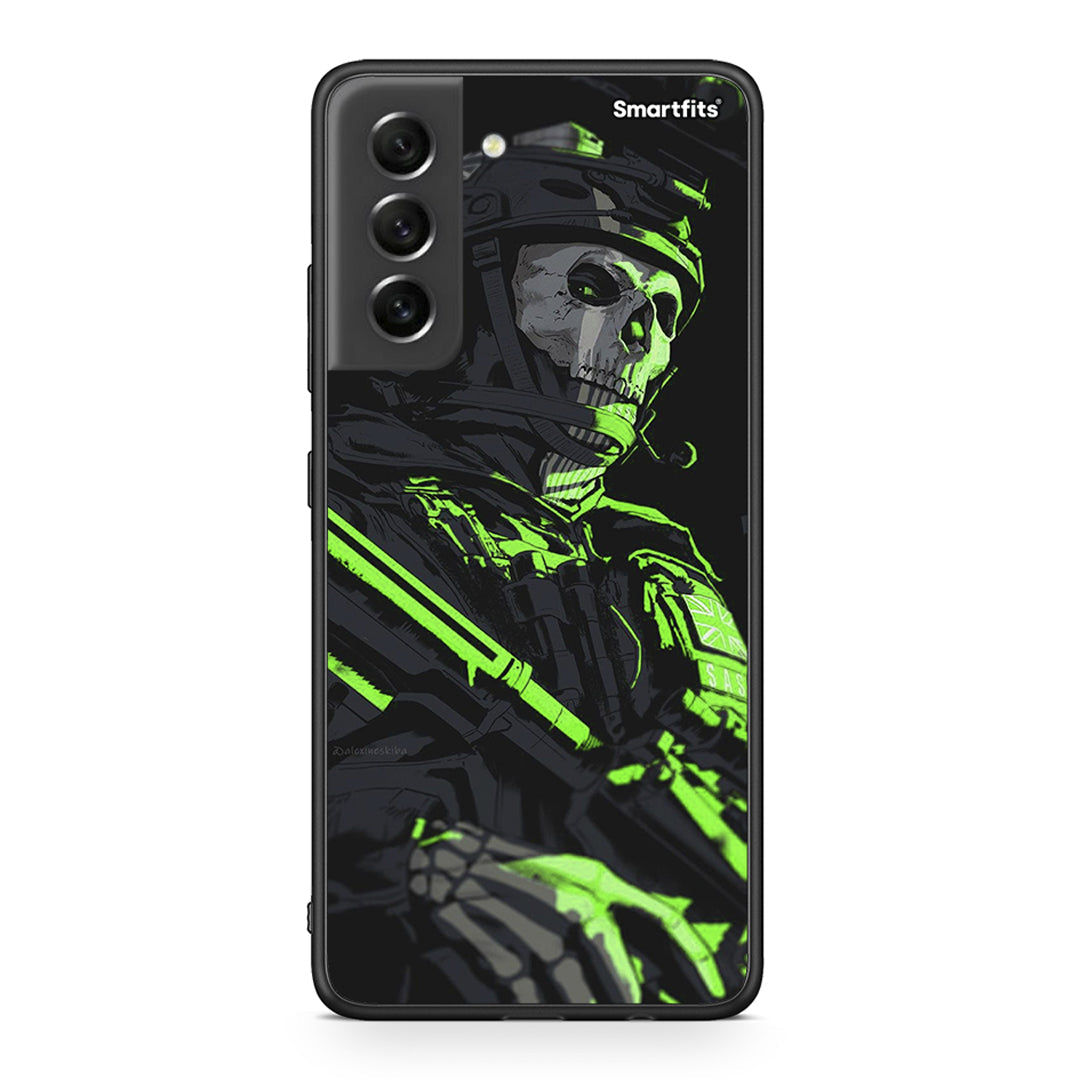 Samsung S21 FE Green Soldier Θήκη Αγίου Βαλεντίνου από τη Smartfits με σχέδιο στο πίσω μέρος και μαύρο περίβλημα | Smartphone case with colorful back and black bezels by Smartfits