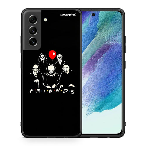 Θήκη Samsung S21 FE Halloween Friends από τη Smartfits με σχέδιο στο πίσω μέρος και μαύρο περίβλημα | Samsung S21 FE Halloween Friends case with colorful back and black bezels