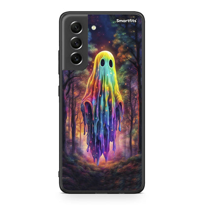 Samsung S21 FE Halloween Ghost θήκη από τη Smartfits με σχέδιο στο πίσω μέρος και μαύρο περίβλημα | Smartphone case with colorful back and black bezels by Smartfits