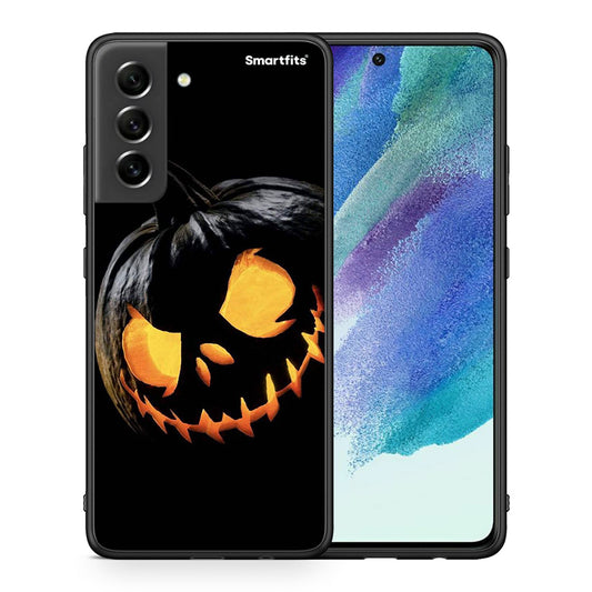 Θήκη Samsung S21 FE Halloween Scary Pumpkin από τη Smartfits με σχέδιο στο πίσω μέρος και μαύρο περίβλημα | Samsung S21 FE Halloween Scary Pumpkin case with colorful back and black bezels