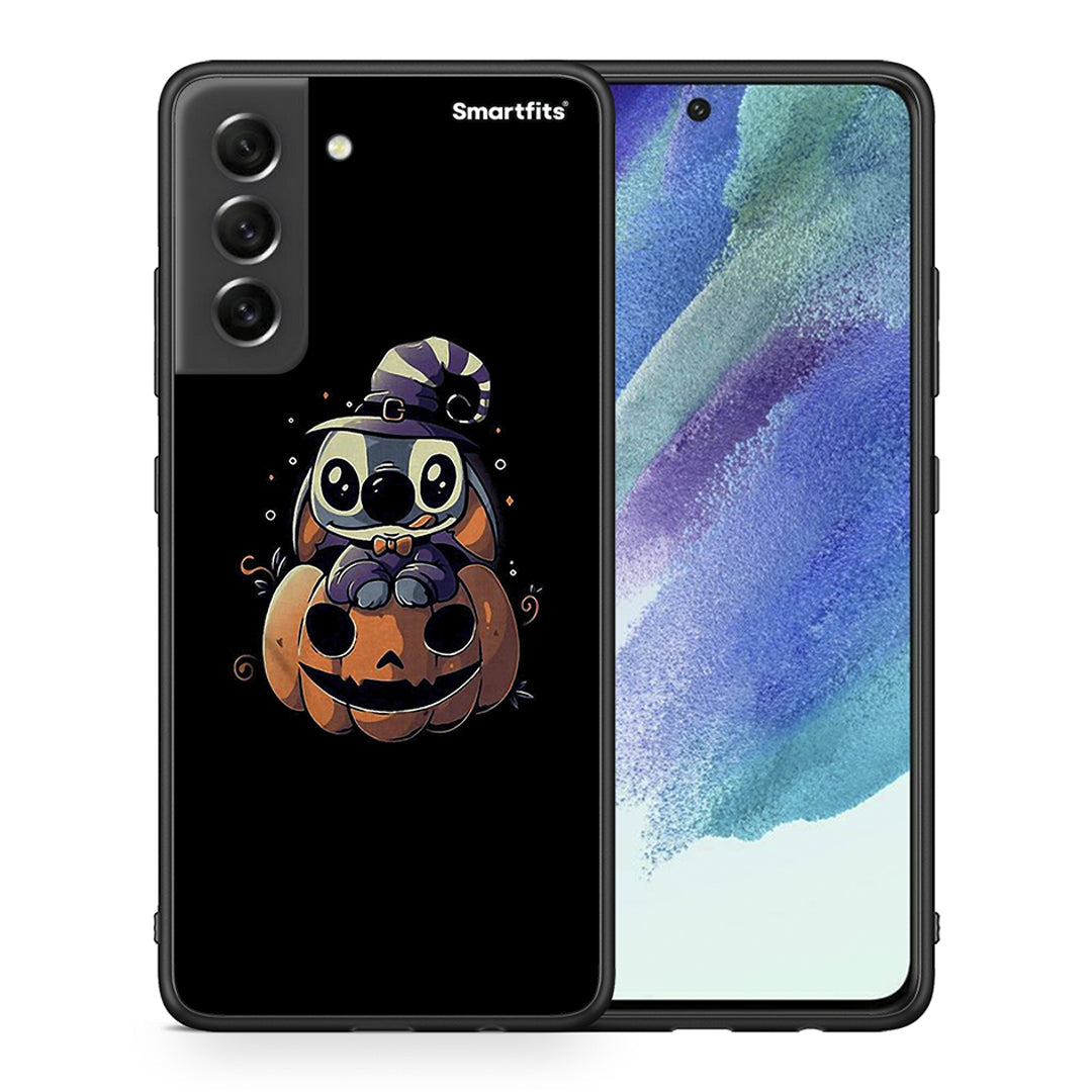 Θήκη Samsung S21 FE Halloween Stitch από τη Smartfits με σχέδιο στο πίσω μέρος και μαύρο περίβλημα | Samsung S21 FE Halloween Stitch case with colorful back and black bezels