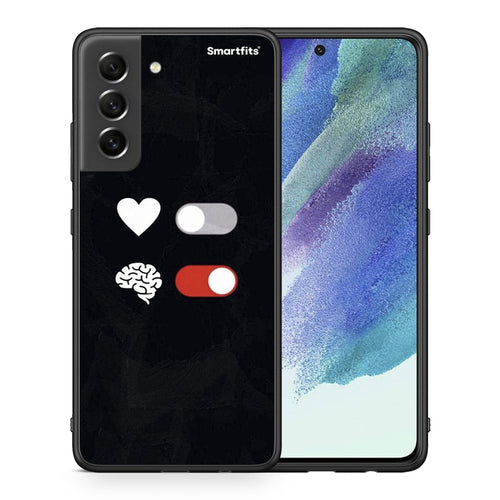 Θήκη Αγίου Βαλεντίνου Samsung S21 FE Heart Vs Brain από τη Smartfits με σχέδιο στο πίσω μέρος και μαύρο περίβλημα | Samsung S21 FE Heart Vs Brain case with colorful back and black bezels