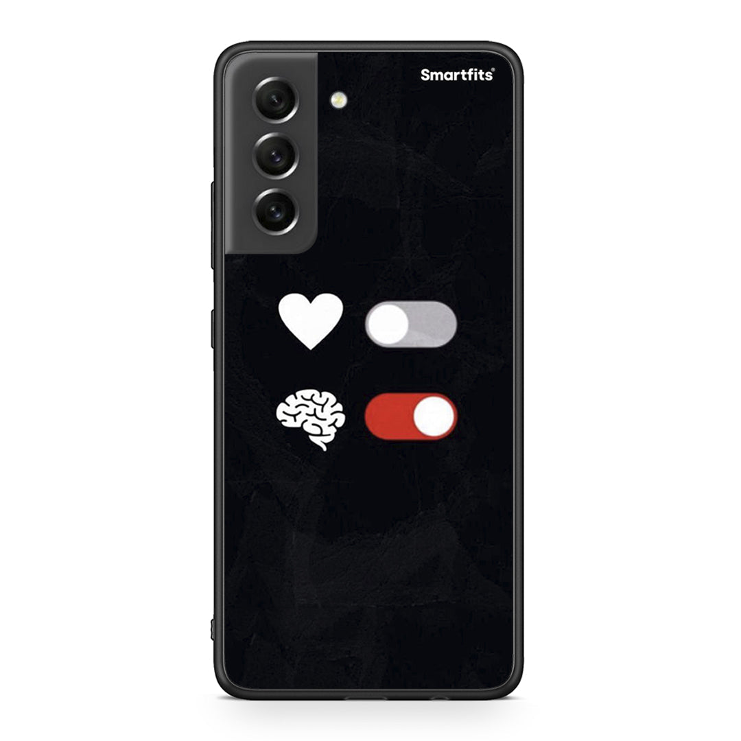 Samsung S21 FE Heart Vs Brain Θήκη Αγίου Βαλεντίνου από τη Smartfits με σχέδιο στο πίσω μέρος και μαύρο περίβλημα | Smartphone case with colorful back and black bezels by Smartfits