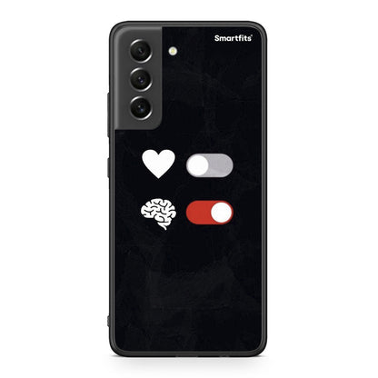 Samsung S21 FE Heart Vs Brain Θήκη Αγίου Βαλεντίνου από τη Smartfits με σχέδιο στο πίσω μέρος και μαύρο περίβλημα | Smartphone case with colorful back and black bezels by Smartfits